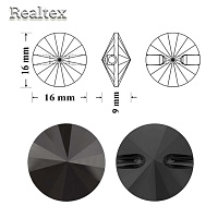 Пуговицы Swarovski 3015 16мм цв.Jet 