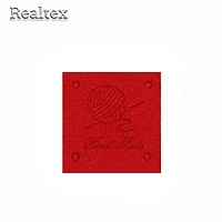 Бирка пришивная замша Realtex №06 "HandMade" цв.красный