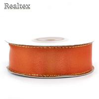 Лента атласная с люрексом 25мм RS цв.055 т.оранжевый