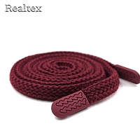 Шнур с наконечниками Realtex R- 4 плоский однотонный шир.12мм 140см (10шт) цв.бордовый