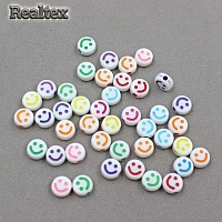Бусины пластик Реалтекс Смайлик (500гр) цв.белый/mix