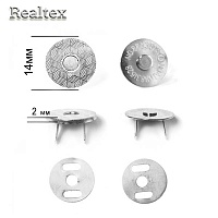 Кнопка Realtex магнитная на усиках 14мм h=2мм цв.никель