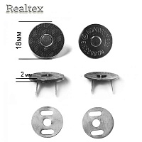 Кнопка Реалтекс магнитная на усиках 18мм h=2мм цв.черный никель