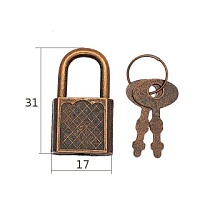 Замок для шкатулок декоративный навесной DN-001-AC 31*17мм цв.медь