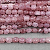 Бусины Реалтекс из натурального камня галтованного 8*10мм дл.38см (38шт) цв.темная пудра