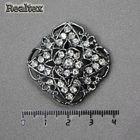 Брошь со стразами Реалтекс  FR-8-3 (2шт) цв.черный никель 