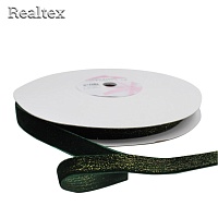 Лента бархатная люрекс 15мм 9626577 цв.зеленый/золото