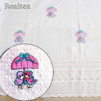 Ткань вышитая  "Утята" ширина 112см цв.розовый