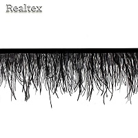Перья на ленте Realtex Страус шир.10см цв.черный