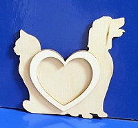 Заготовка для декорирования деревянная Фоторамка "Пес и Кот" 15см