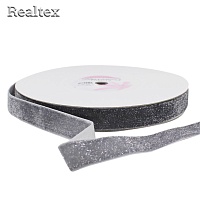 Лента бархатная люрекс 20мм 9626582 цв.серый/серебро