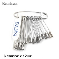 Булавки английские "Realtex" SUN MIX №0-1-2 (72шт) цв.серебро 