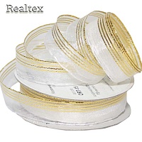 Лента капроновая 15мм ORT-15 "Blitz" цв.001 белый/золото