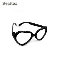 Очки без стекла сердце пластик 7см для игрушек цв.чёрный