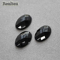 Стразы акриловые клеевые RS "Овал" 10*14мм цв.черный