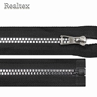 Молния трактор  Realtex R-15 декоративная Т.5 1замок 80см разъемная (шашечки) цв.черный/серебро
