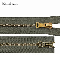 Молния металл Т.5 2замка 80см разъемная цв.антик/078 хаки