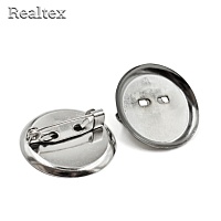 Заготовка для броши Realtex круглая 25мм цв.никель