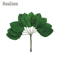  Реалтекс F Лист велюровый на проволоке (4 букетика*10шт) цв.зеленый