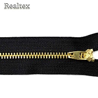 Молния джинсовая  Реалтекс латунь Т.4,5 "Кобра" 18см цв.черный/золото 