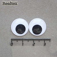 Глазки Realtex круглые бегающие 16мм цв.белый/черный