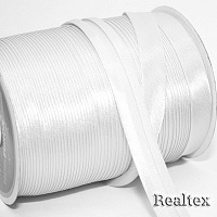 Косая бейка атласная 25мм (91,4 м)  цв.белый