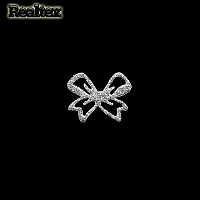 Набор "Бантики" №01 из глиттерного фоамирана 30*24мм (10 шт) цв.серебро