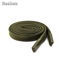 Шнур с наконечниками Realtex R- 2 плоский однотонный шир.12мм дл.140см (10шт) цв.хаки