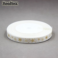 Лента репсовая с рисунком 12мм 3AR3012 "Новый год" (22,8м) цв.белый