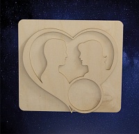 Заготовка для декорирования деревянная Фоторамка "Сердце" для УЗИ 22*20см