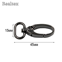  Карабин Реалтекс 15мм (10шт) цв.полированный черный никель