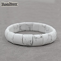 Браслет Realtex из натурального камня Квадрат полукруглый цв.белый