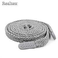Шнур с наконечниками Realtex R- 4 плоский однотонный шир.12мм 140см (10шт) цв.серый