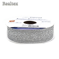 Тесьма жакардовая TRJ-01 22мм (10м) цв.серебро 