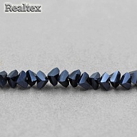 Бусины Реалтекс стеклянные со скошенными гранями 6мм "Пирамида" на нитях цв.32 гематит