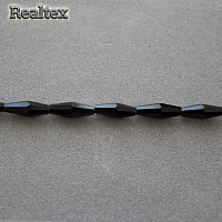 Бусины Реалтекс стеклянные граненые 4*12мм "Биконус" на нитях цв.02 черный