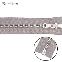 Молния металл Т.5  70см неразьемная цв.никель/340 св.серый