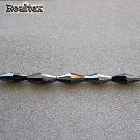 Бусины Реалтекс стеклянные граненые 4*12мм "Биконус" на нитях цв.40 графит