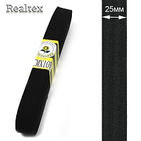 Резинка тканая Realtex 25мм (10м) (Тайвань) цв.черный