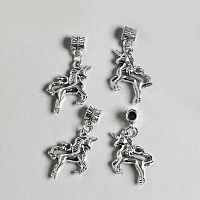 Бейл для бижутерии 7822756 с подвесом "Единорог" (4шт) цв.серебро