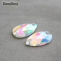 Стразы пришивные стекло капля 10,5*18мм Realtex цв.24 Crystal AB