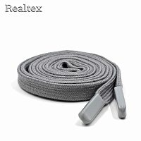 Шнур с наконечниками Realtex R- 2 плоский однотонный шир.12мм дл.140см (10шт) цв.серый