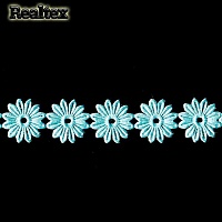 Тесьма  Realtex 25мм 5-4 "Ромашка" на бобине цв.бирюзовый