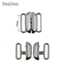 Застежка для купальника металлическая Realtex 15мм R-1 (10шт) цв.никель