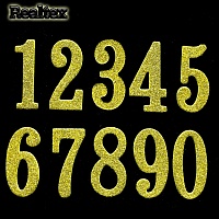 Набор "Цифры" (0-9) из глиттерного фоамирана 55*28мм (10 шт) цв.золото