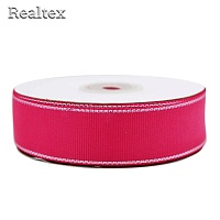 Лента репсовая 25мм RS (22.8м) цв.044 малиновый/серебро