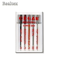 Иглы БШМ ORGAN вышивальные COMBI (5игл) в пенале