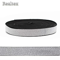 Резинка Realtex декоративная 25мм R-238 с люрексом (22,8м) цв.серебро
