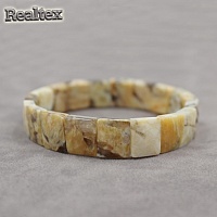 Браслет Realtex из натурального камня Прямоугольник граненый цв.бежевый mix