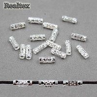 Трубочка ажурная "Realtex" для бижутерии 3*9мм (100шт) цв.серебро